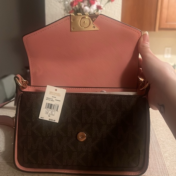 NWT Micheal Kors Pink & Brown Crossbody - Picture 8 of 11